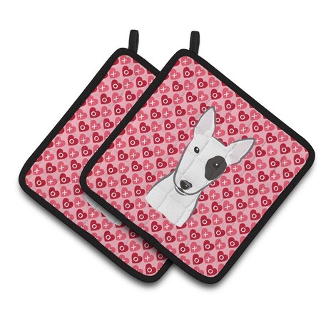 Carolines Treasures Bull Terrier Hearts Pair of Pot Holders BB5279PTHD